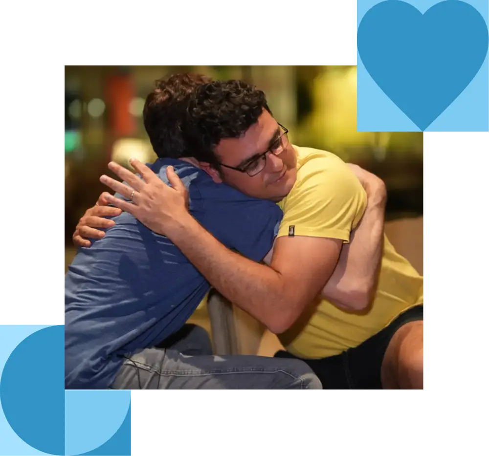 Two people embracing